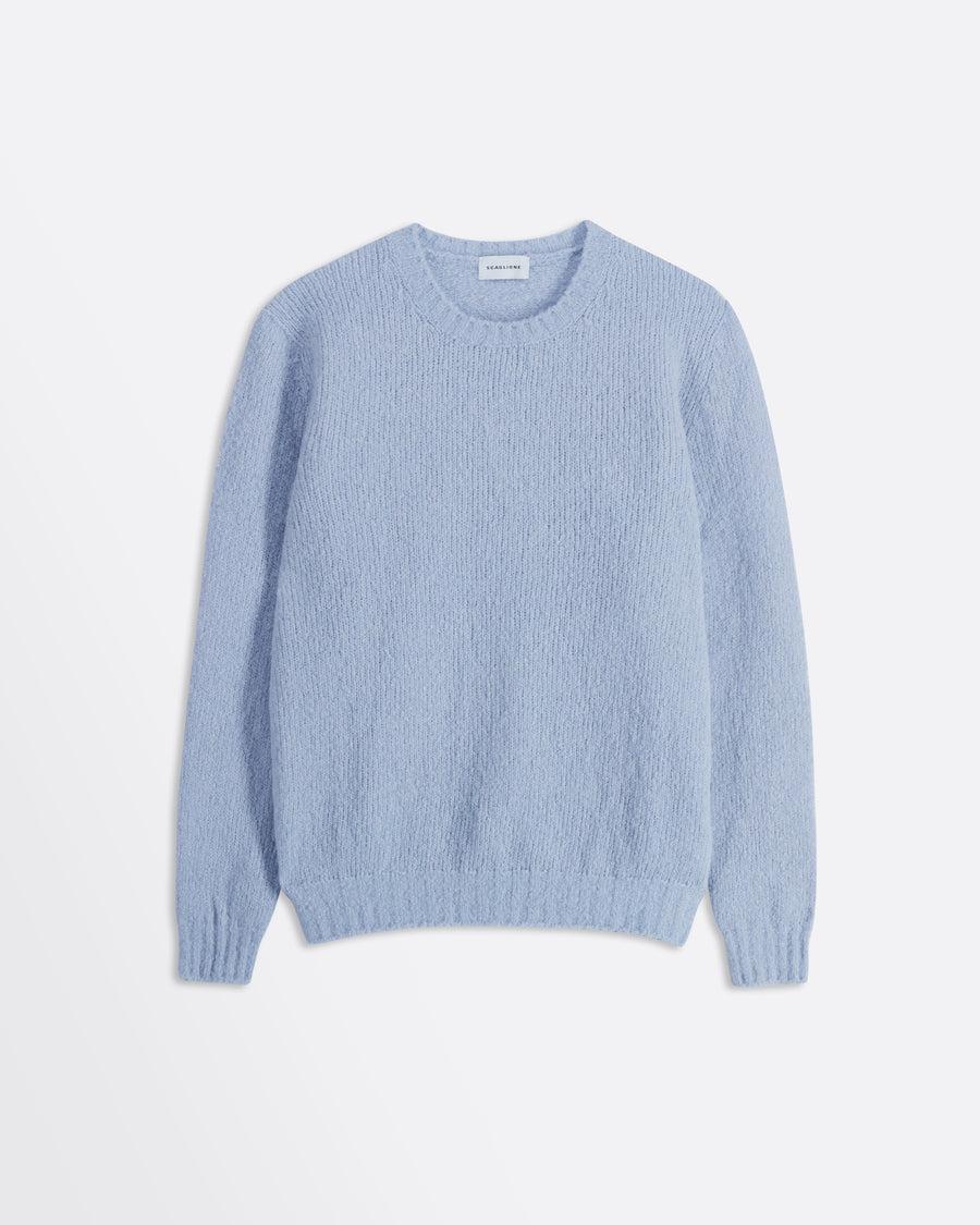 Scaglione ROUND NECK SEAMLESS PUFFED CASHMERE CELESTE In Vendita