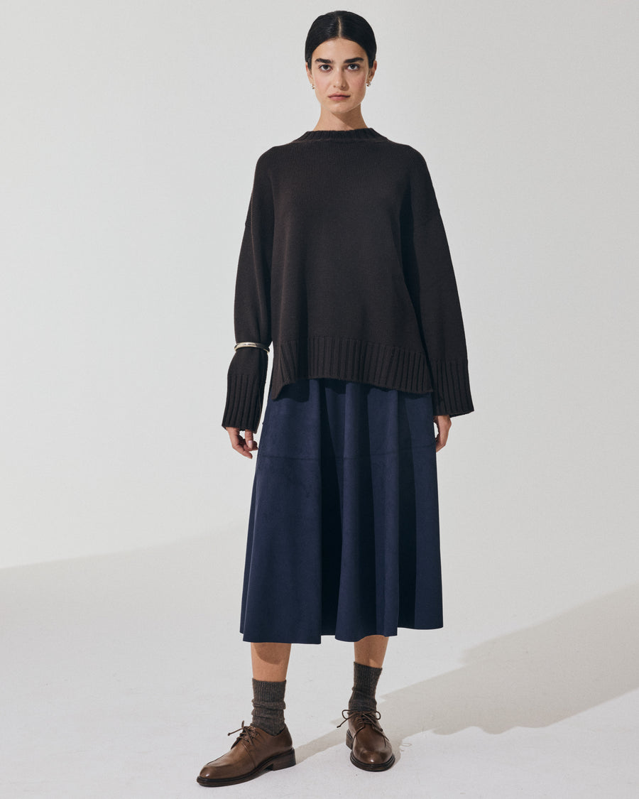 Scaglione ROUND NECK BOXY SOFT EBANO Bestseller