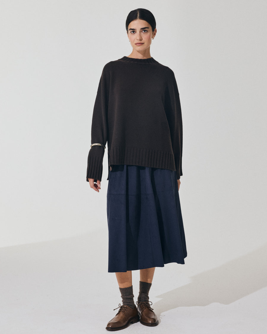 Scaglione ROUND NECK BOXY SOFT EBANO Bestseller