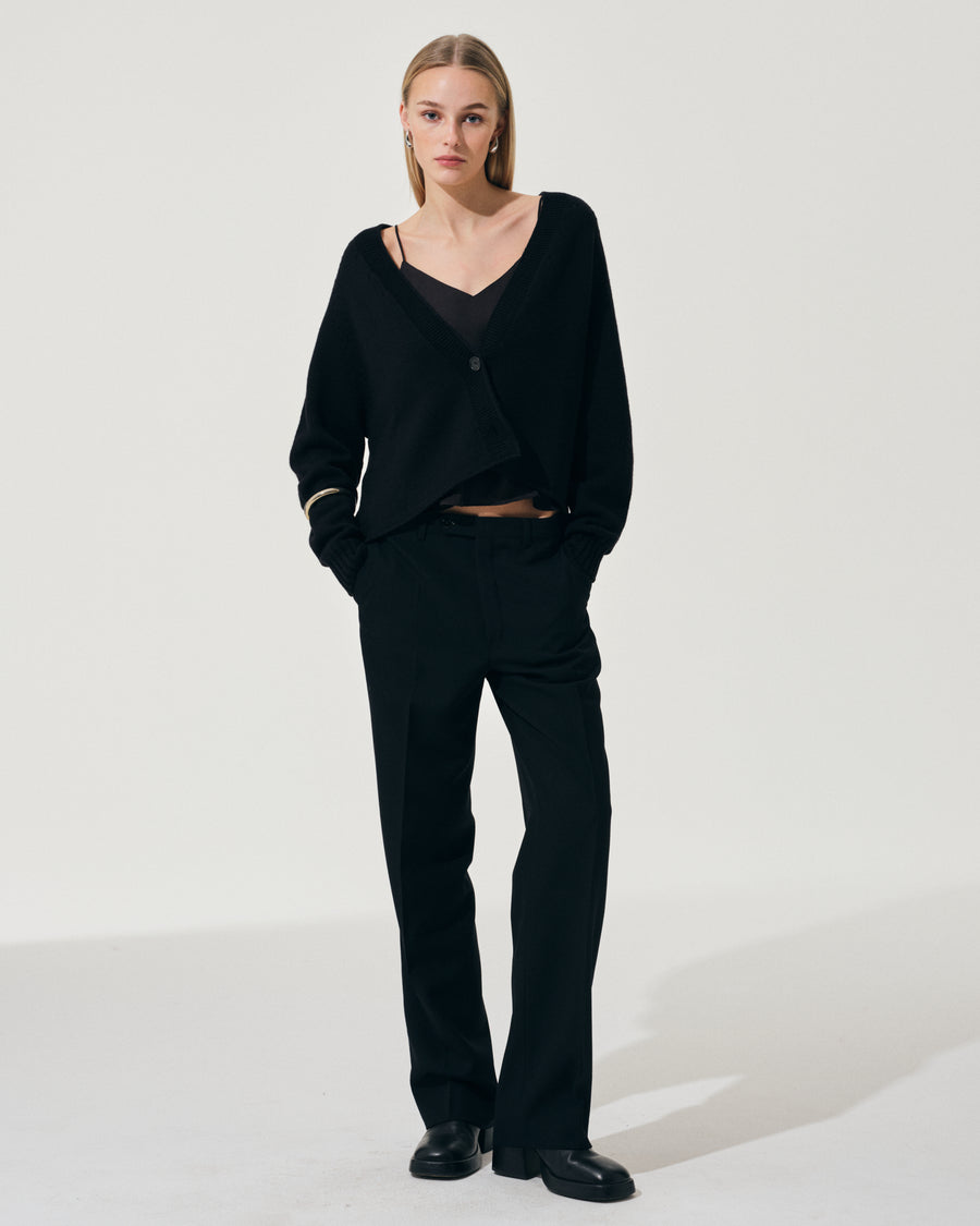 Scaglione CARDIGAN RAGLAN SEAMLESS MERINO BLACK Prezzo basso