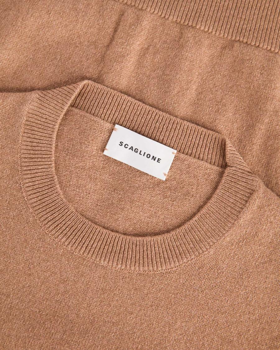 Scaglione T-SHIRT RIBBED SIDES CARAMEL Fino al 65% di sconto