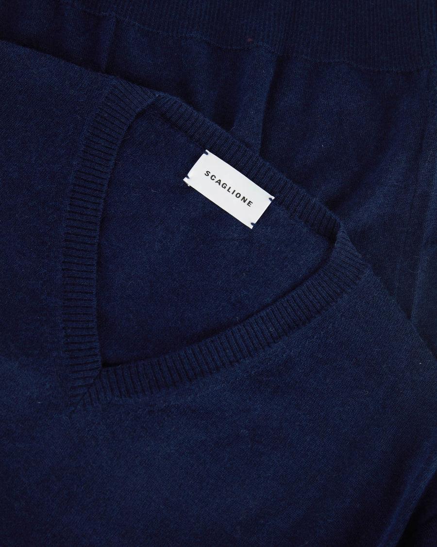 Scaglione V NECK CASH-SILK NAVY 2025