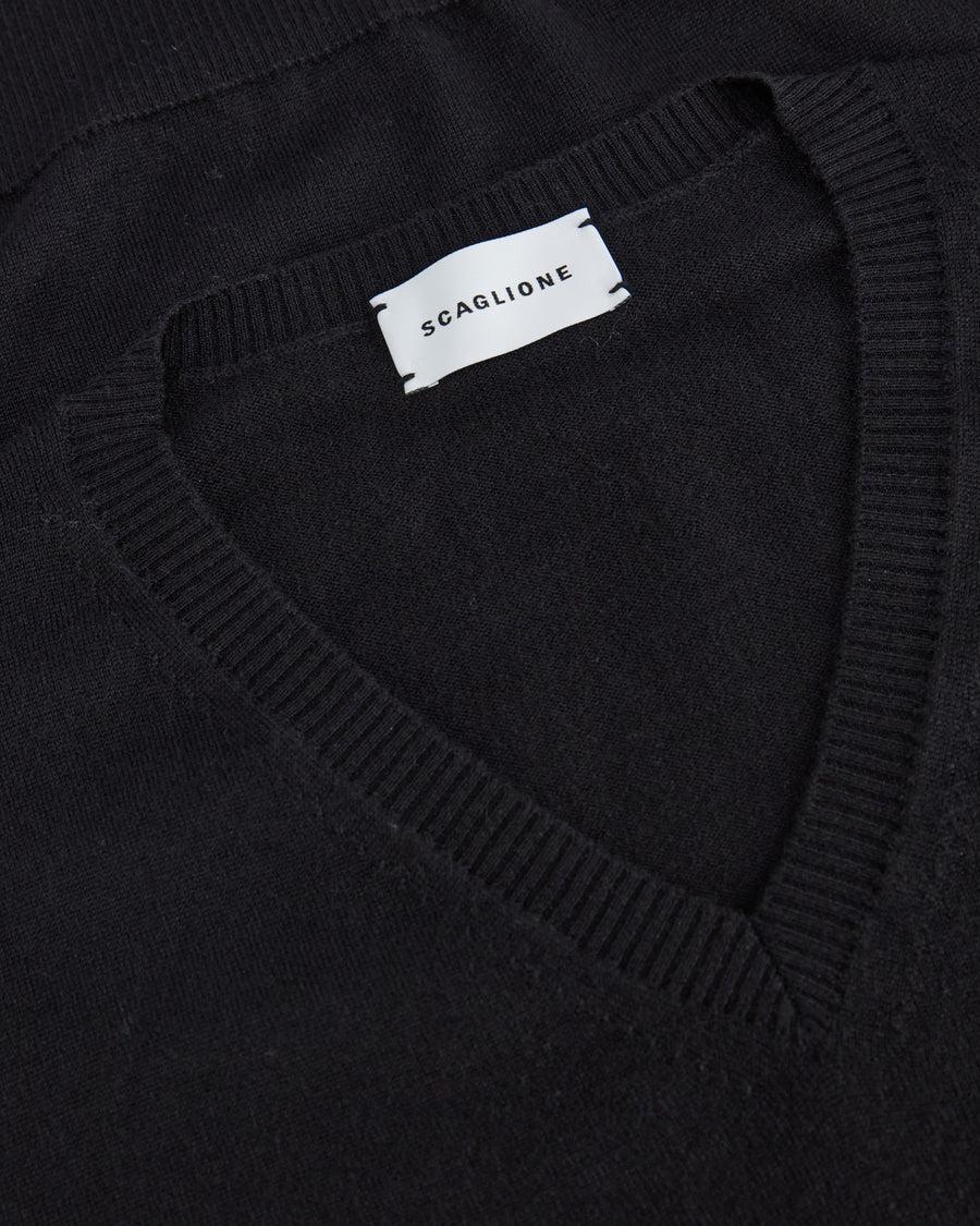 Scaglione V NECK CASH-SILK BLACK Italy
