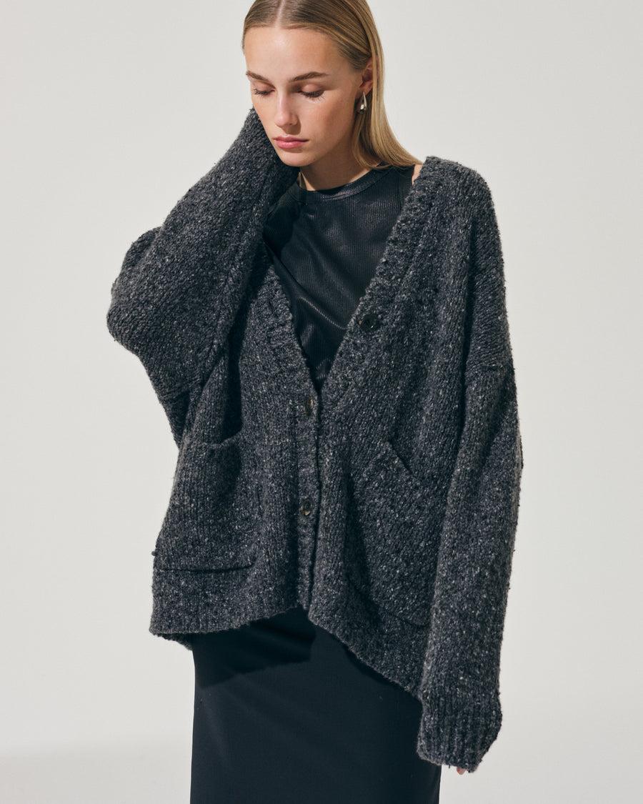 Scaglione MAXI CARDIGAN CASHMERE MULINE' BLACK Novità