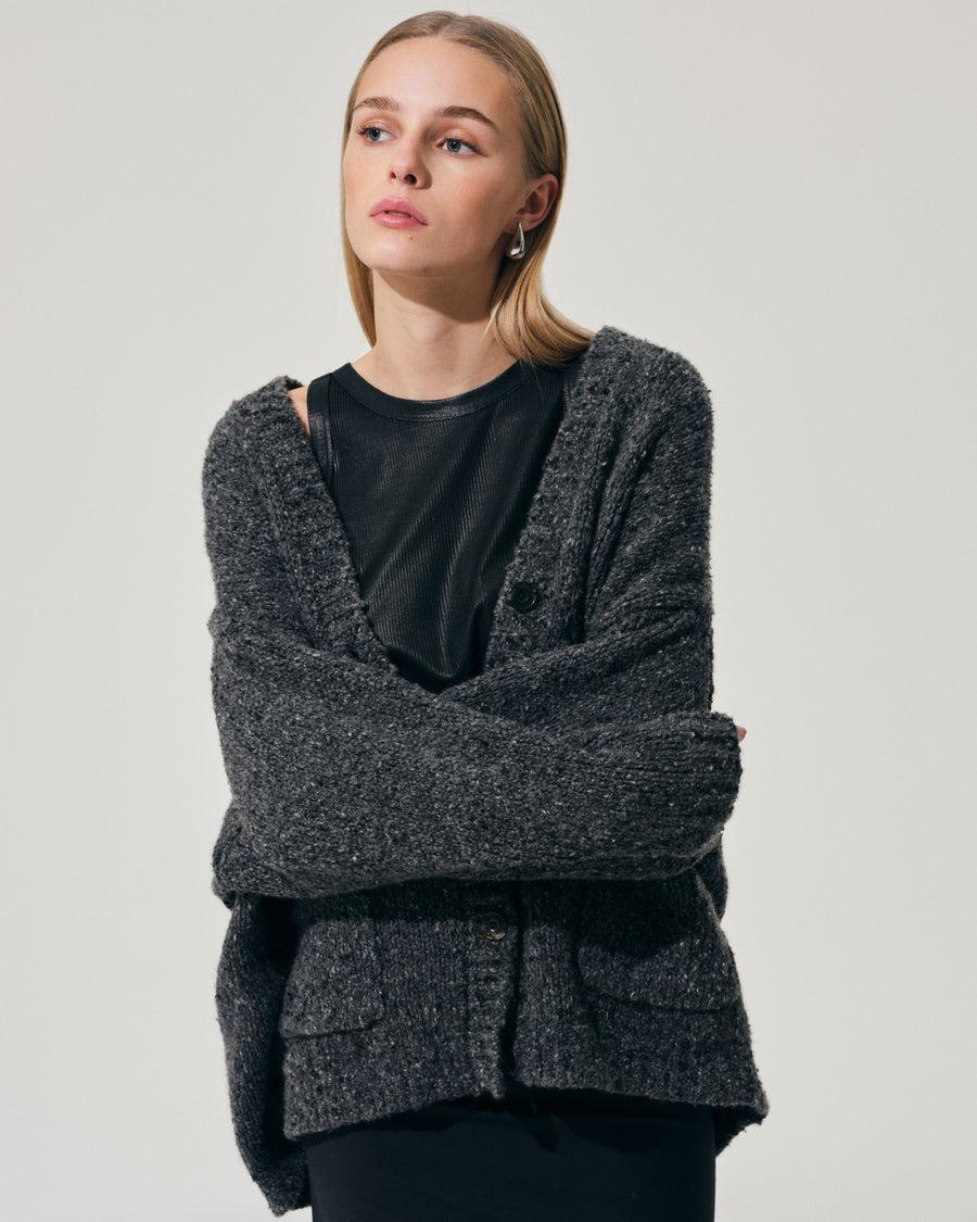 Scaglione MAXI CARDIGAN CASHMERE MULINE' BLACK Novità