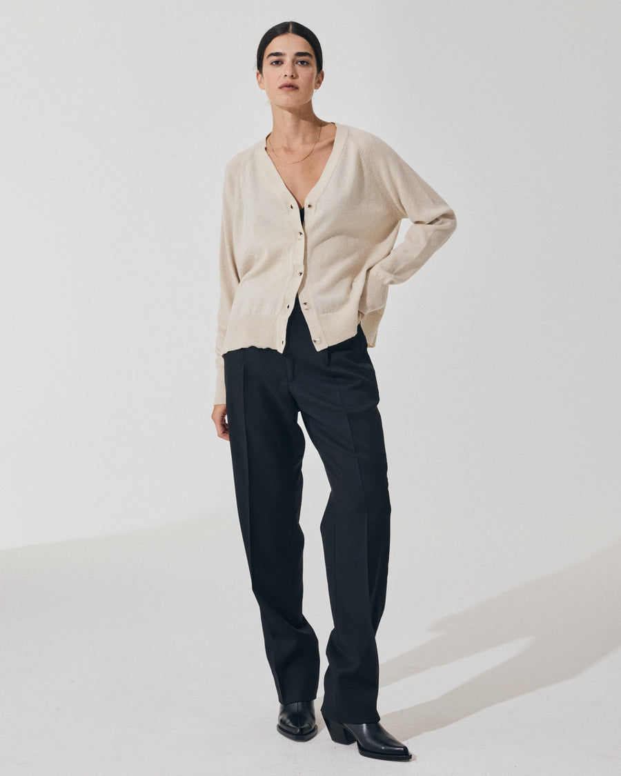 Scaglione CARDIGAN RAGLAN RIBBED SIDES MILK Grande vendita