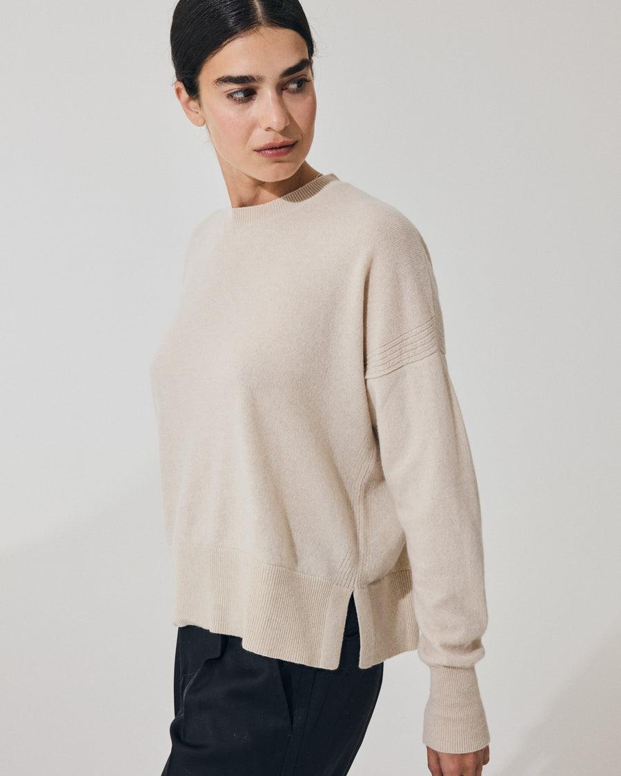 Scaglione ROUND NECK BOXY RIBBED SIDES BEIGE Fornitura limitata
