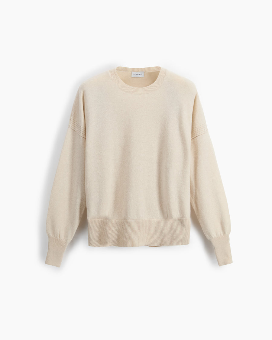 Scaglione ROUND NECK BOXY RIBBED SIDES BEIGE Fornitura limitata