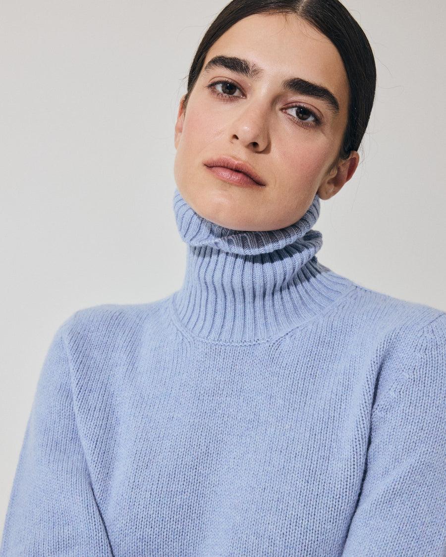 Scaglione TURTLE NECK SOFT HYBRID CASHMERE CELESTE ACQUISTA ORA