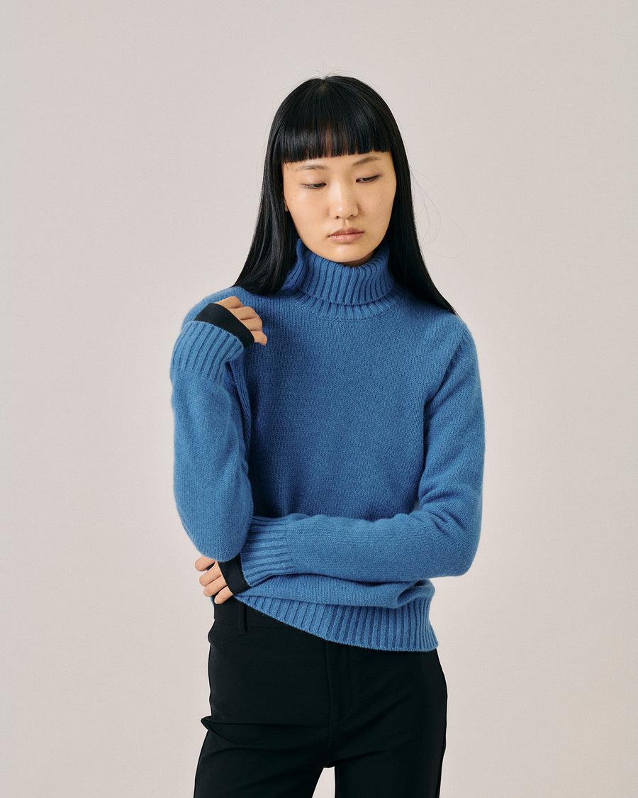 Scaglione TURTLE NECK SOFT HYBRID CASHMERE CORNFLOWER Ultimi due giorni