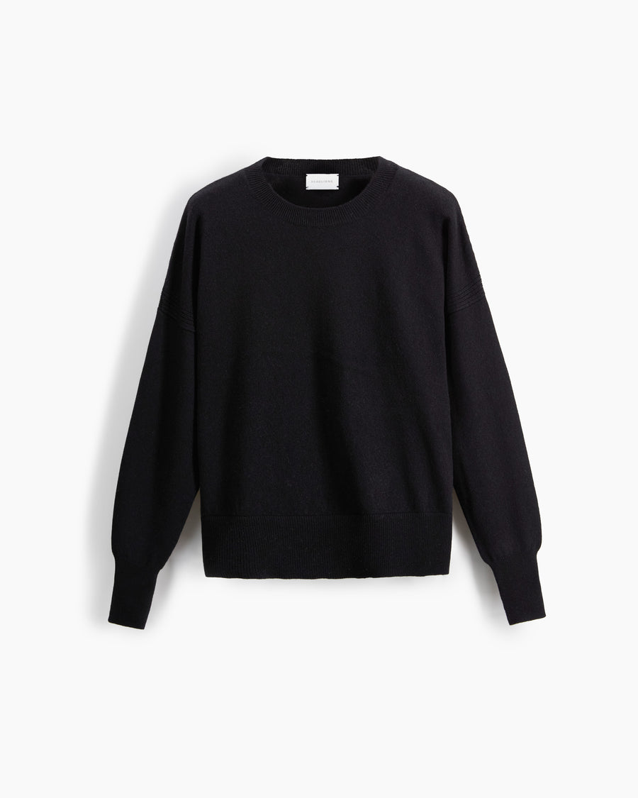Scaglione ROUND NECK BOXY RIBBED SIDES BLACK Limitato a 3 giorni