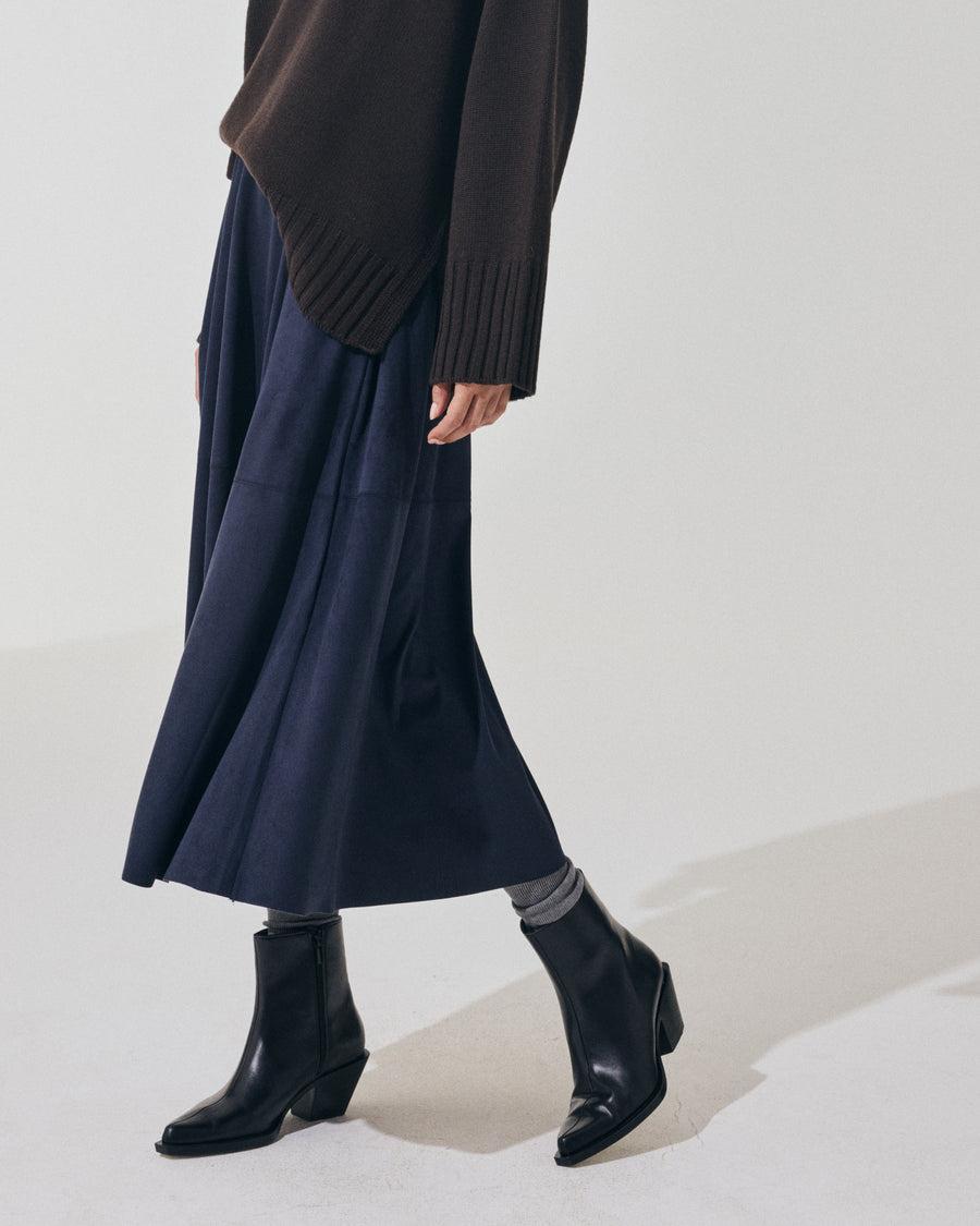 Scaglione SKIRT RUOTA ECOSUEDE NAVY In vendita