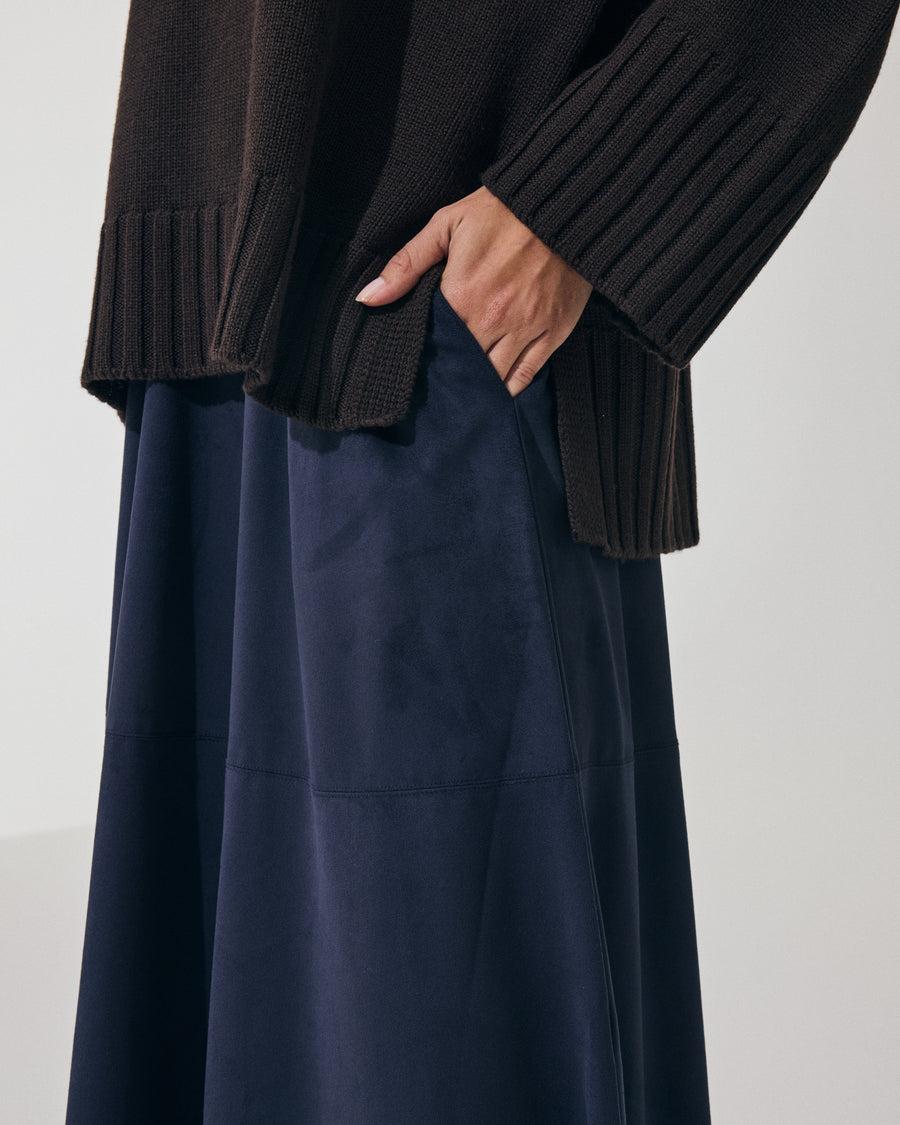 Scaglione SKIRT RUOTA ECOSUEDE NAVY In vendita