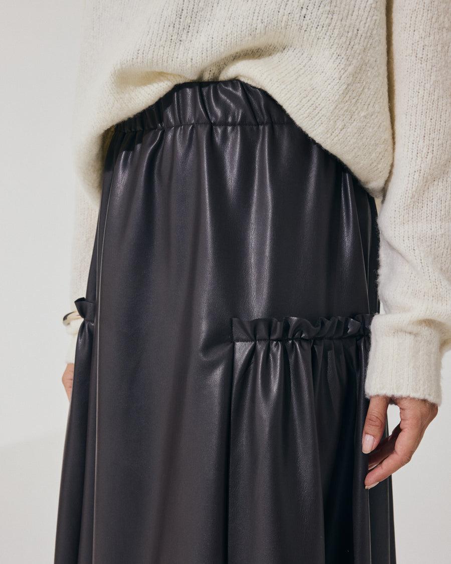 Scaglione SKIRT LUNGA CON ARRICCIO ECOPELLE MORO Duty-free