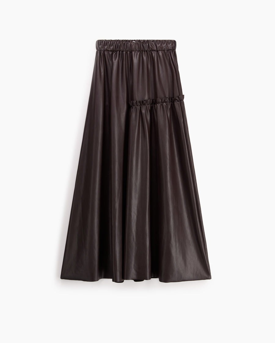 Scaglione SKIRT LUNGA CON ARRICCIO ECOPELLE MORO Duty-free