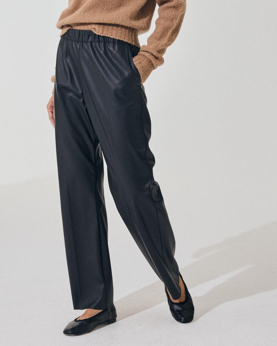 Scaglione PANT DRITTO ECOPELLE BLACK In Linea