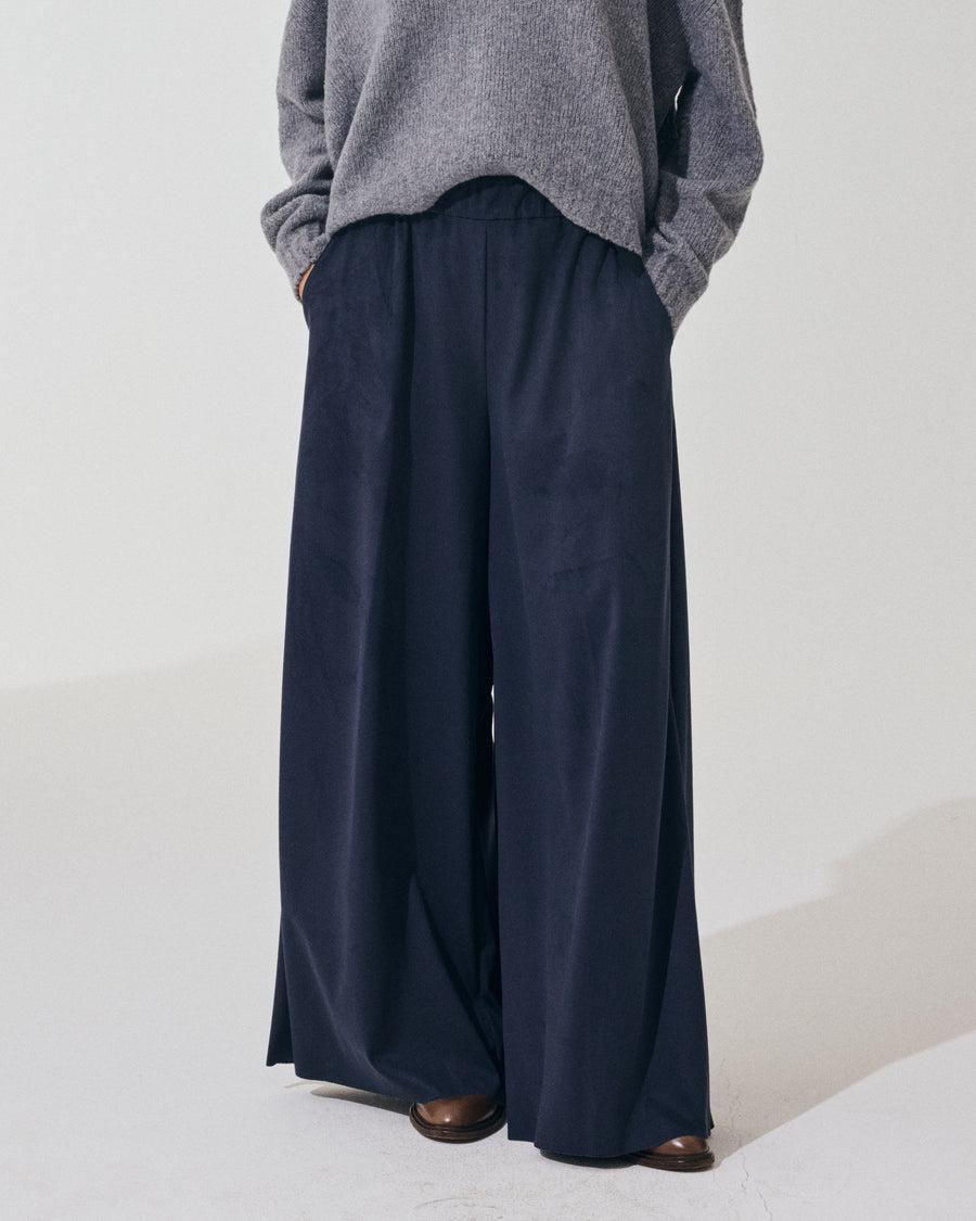 Scaglione PANT LARGO ECOSUEDE NAVY Nuovo