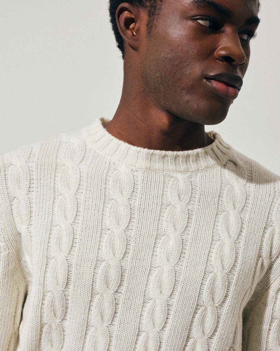 Scaglione ROUND NECK CABLES MIX CASH MILK Vendita