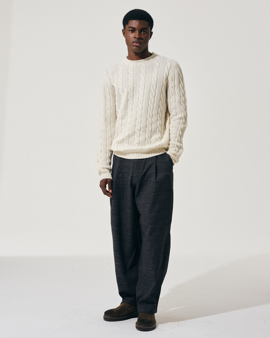 Scaglione ROUND NECK CABLES MIX CASH MILK Vendita