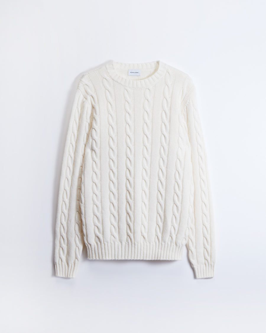 Scaglione ROUND NECK CABLES MIX CASH MILK Vendita