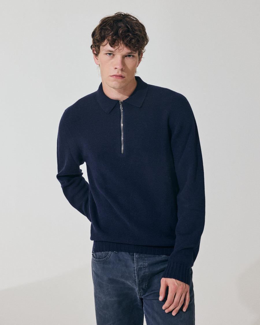 Scaglione POLO ZIP SEAMLESS MIXCASH NAVY Promozione