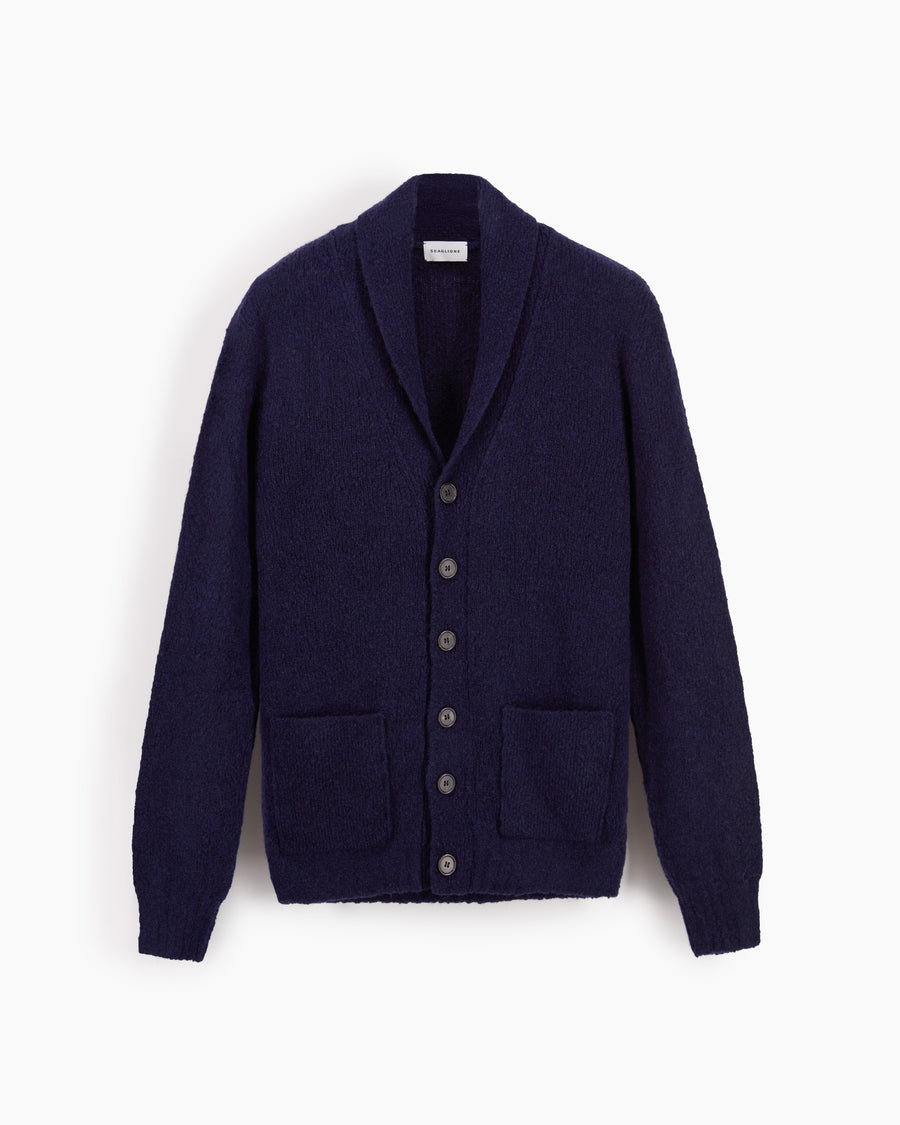 Scaglione CARDIGAN SCIALLE PUFFED CASHMERE CASHMERE NAVY Negozi Online