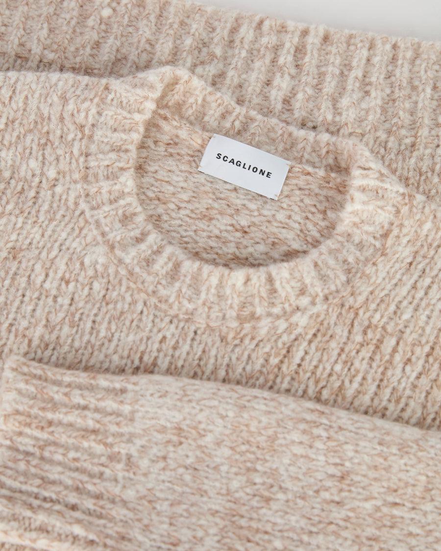 Scaglione ROUND NECK OVER MOULINE' CARAMEL Consegna Veloce
