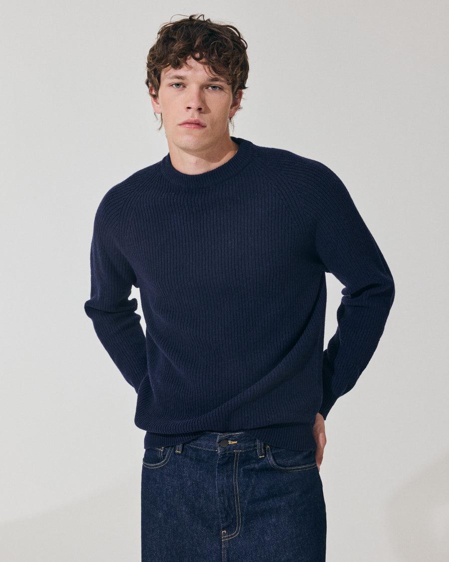 Scaglione ROUND NECK FISHERMAN MIX CASH NAVY Sottocosto