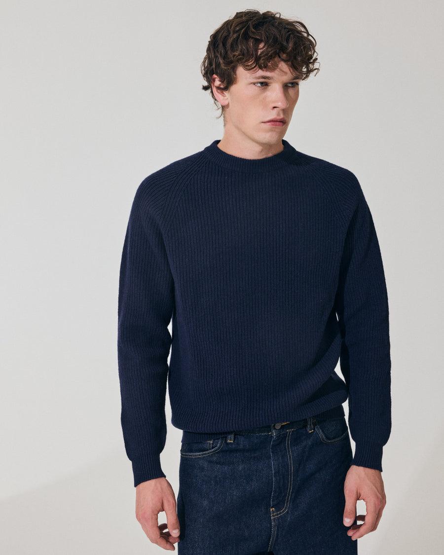 Scaglione ROUND NECK FISHERMAN MIX CASH NAVY Sottocosto