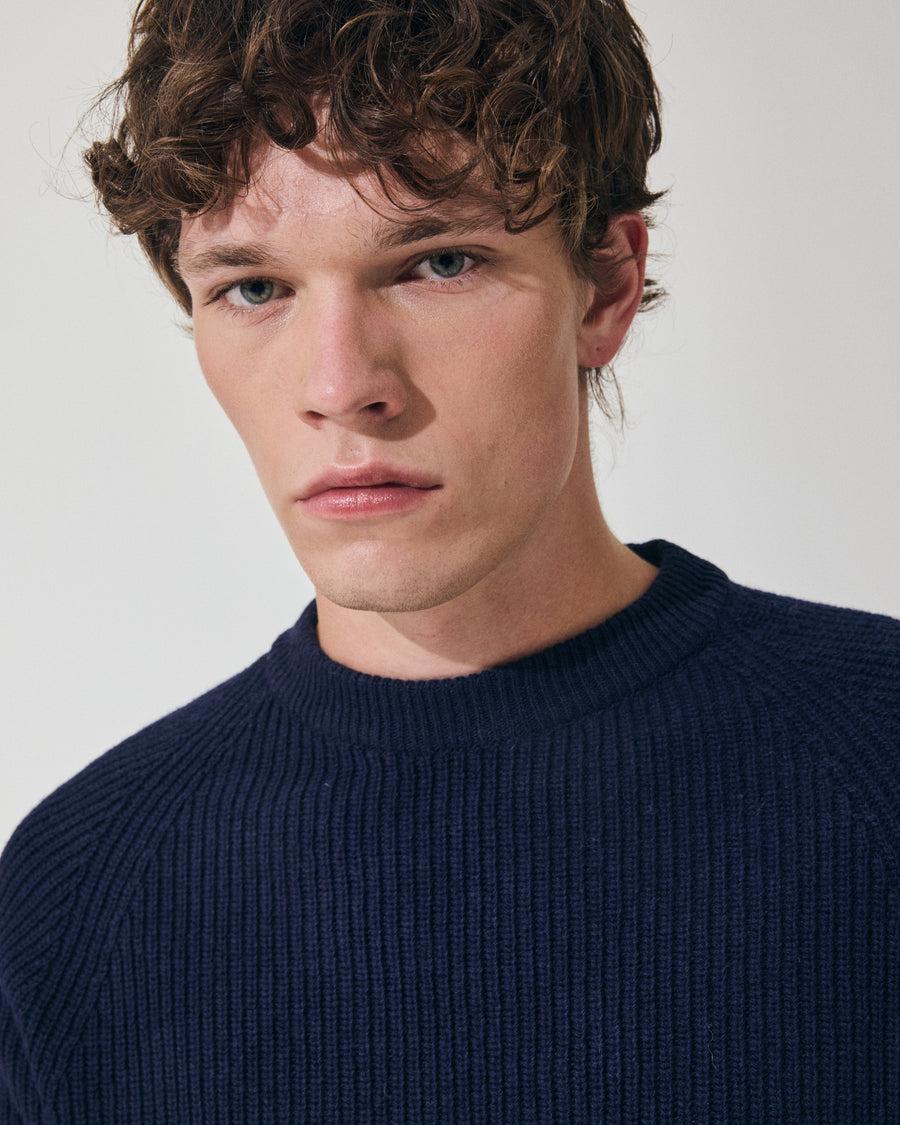 Scaglione ROUND NECK FISHERMAN MIX CASH NAVY Sottocosto