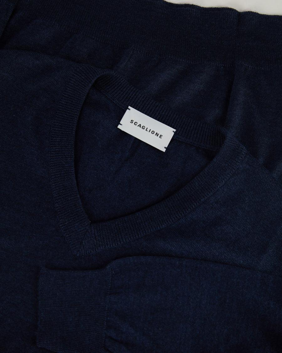 Scaglione V NECK FINELUX NAVY Vendita Economica