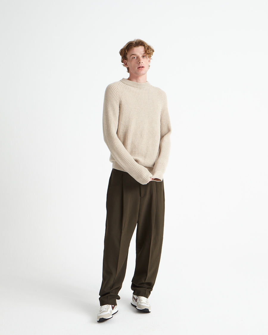 Scaglione ROUND NECK RIBBED HYBRD CASHMERE BEIGE Offerta Anniversario