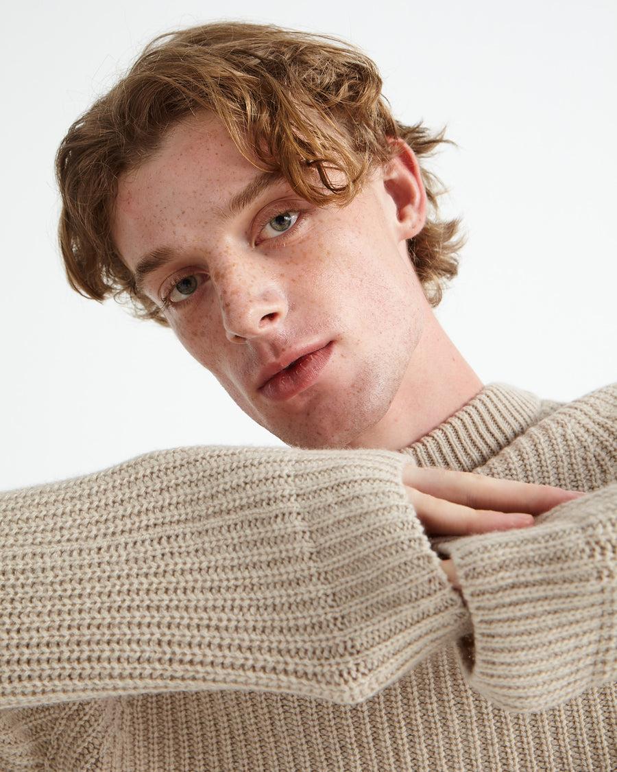 Scaglione ROUND NECK RIBBED HYBRD CASHMERE BEIGE Offerta Anniversario
