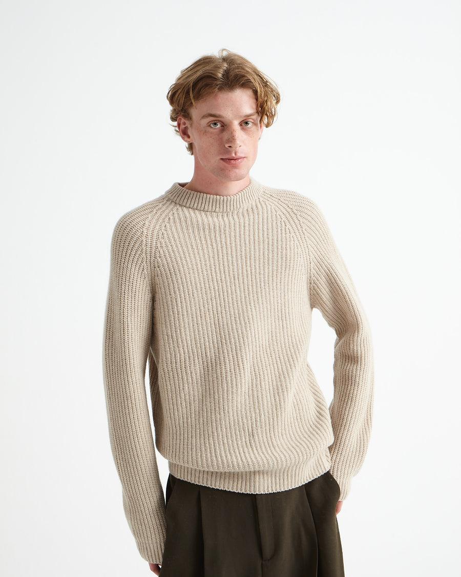 Scaglione ROUND NECK RIBBED HYBRD CASHMERE BEIGE Offerta Anniversario
