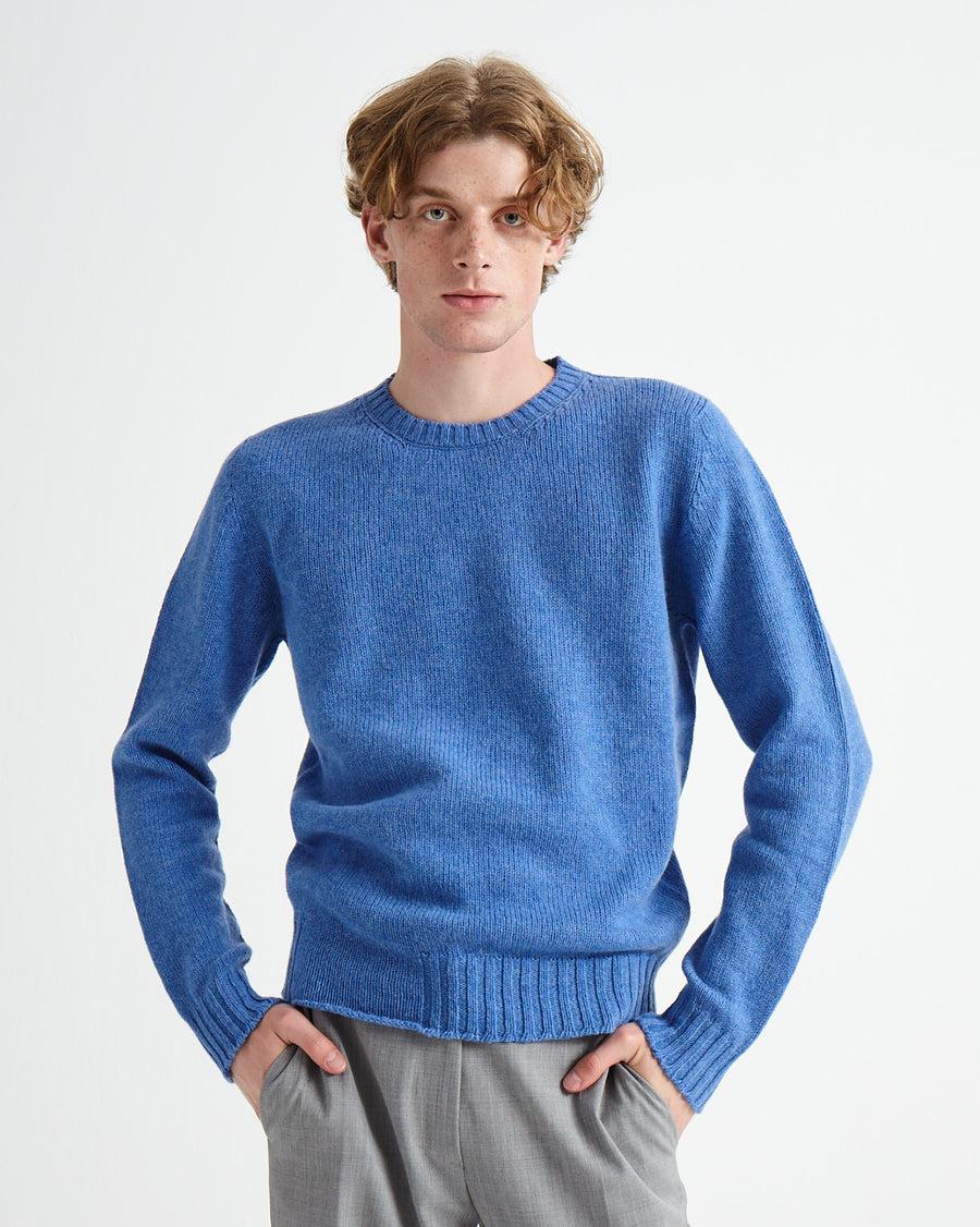 Scaglione ROUND NECK SEAMLESS SOFTWOOL CORNFLOWER Lightning offer