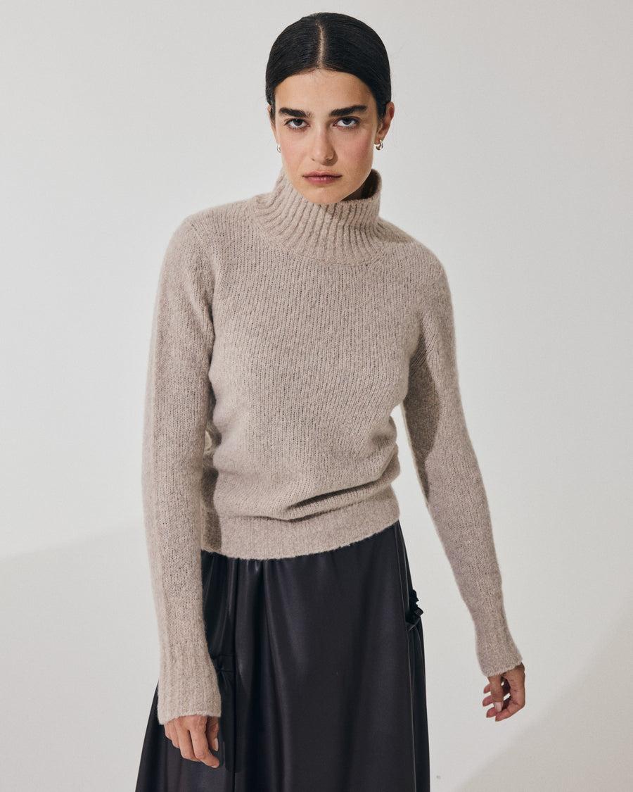 Scaglione TURTLE NECK SLIM PUFFED CASHMERE BEIGE Black Friday Prezzi