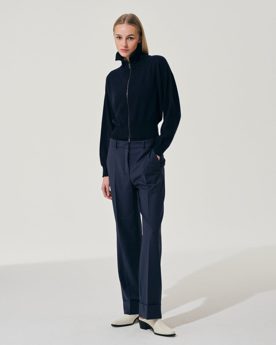 Scaglione BOMBER ZIP CASH BLEND NAVY Italy