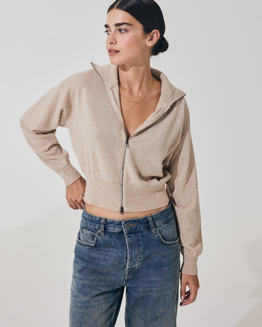 Scaglione BOMBER ZIP CASH BLEND SAND Italia