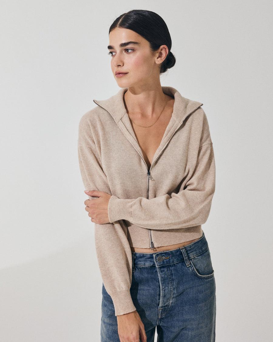 Scaglione BOMBER ZIP CASH BLEND SAND Italia