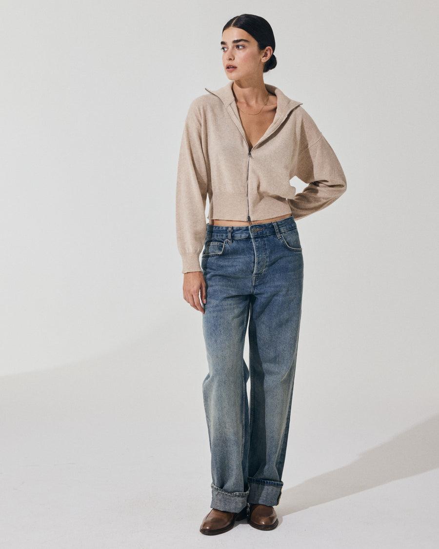 Scaglione BOMBER ZIP CASH BLEND SAND Italia