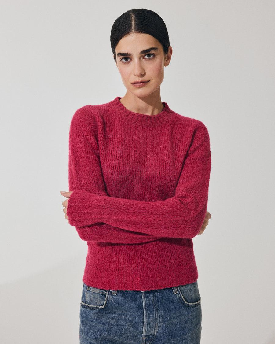 Scaglione ROUND NECK SLIM PUFFED CASHMERE SEAMLESS DAHLIA Negozi Online