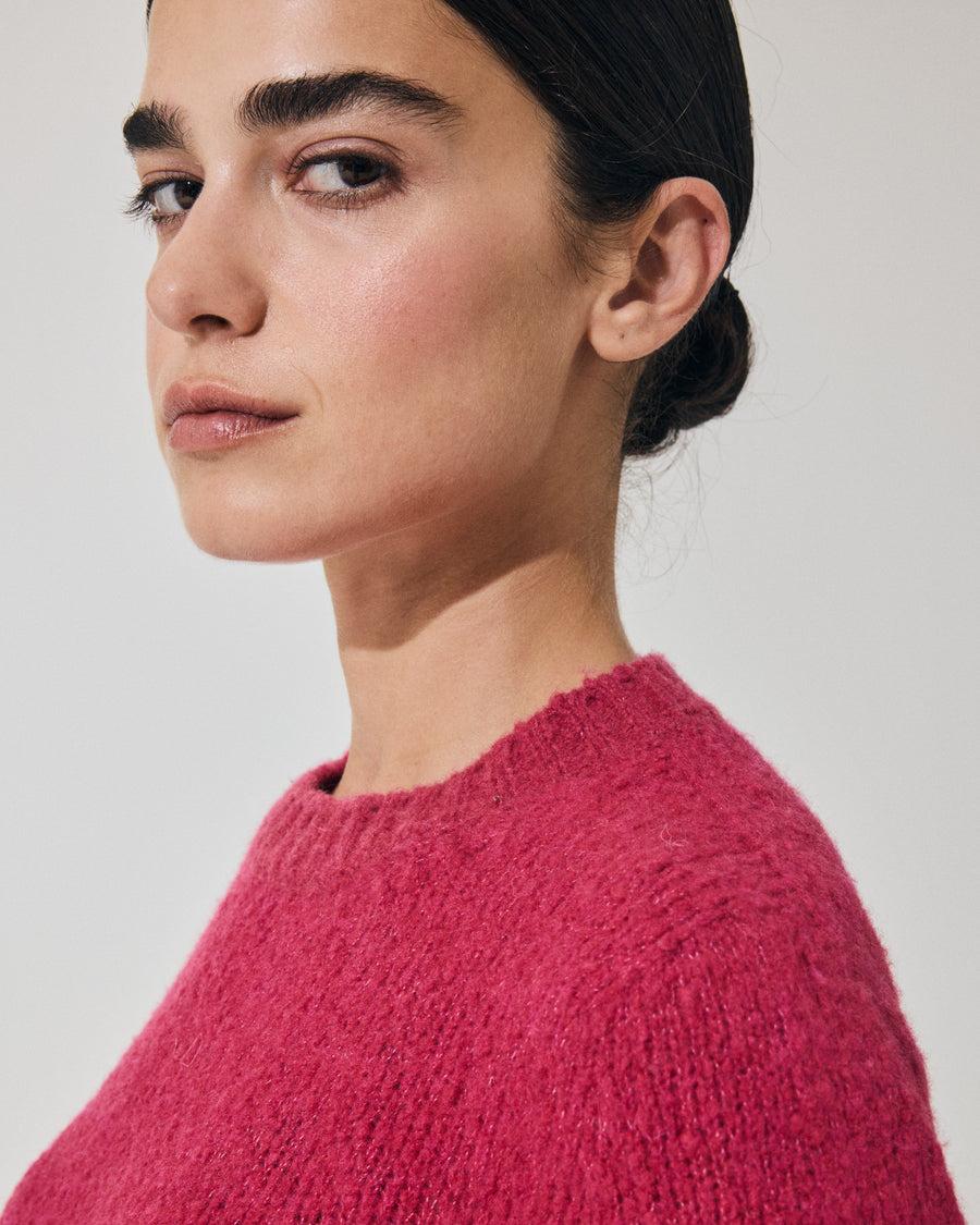 Scaglione ROUND NECK SLIM PUFFED CASHMERE SEAMLESS DAHLIA Negozi Online