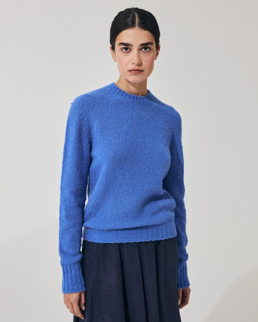 Scaglione ROUND NECK SLIM PUFFED CASHMERE SEAMLESS CORNFLOWER Acquista Ora