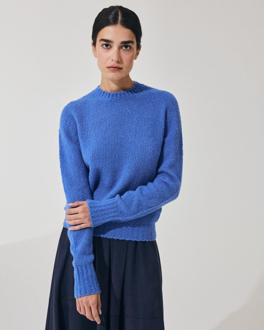 Scaglione ROUND NECK SLIM PUFFED CASHMERE SEAMLESS CORNFLOWER Acquista Ora