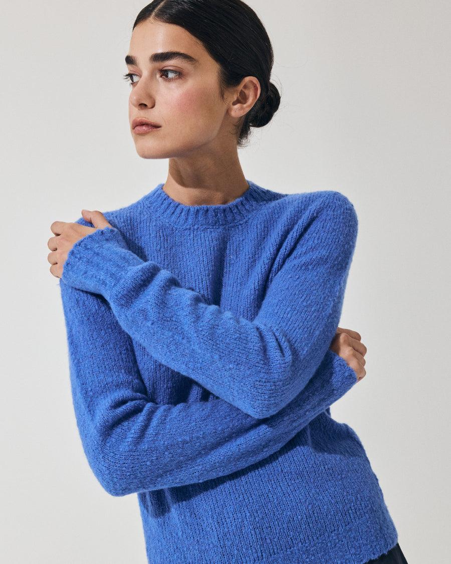 Scaglione ROUND NECK SLIM PUFFED CASHMERE SEAMLESS CORNFLOWER Acquista Ora