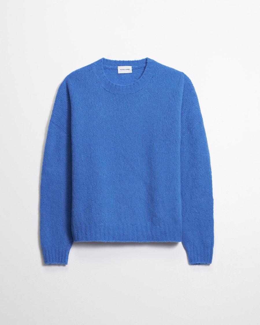 Scaglione ROUND NECK OVER PUFFED CASHMERE CORNFLOWER Consegna Veloce