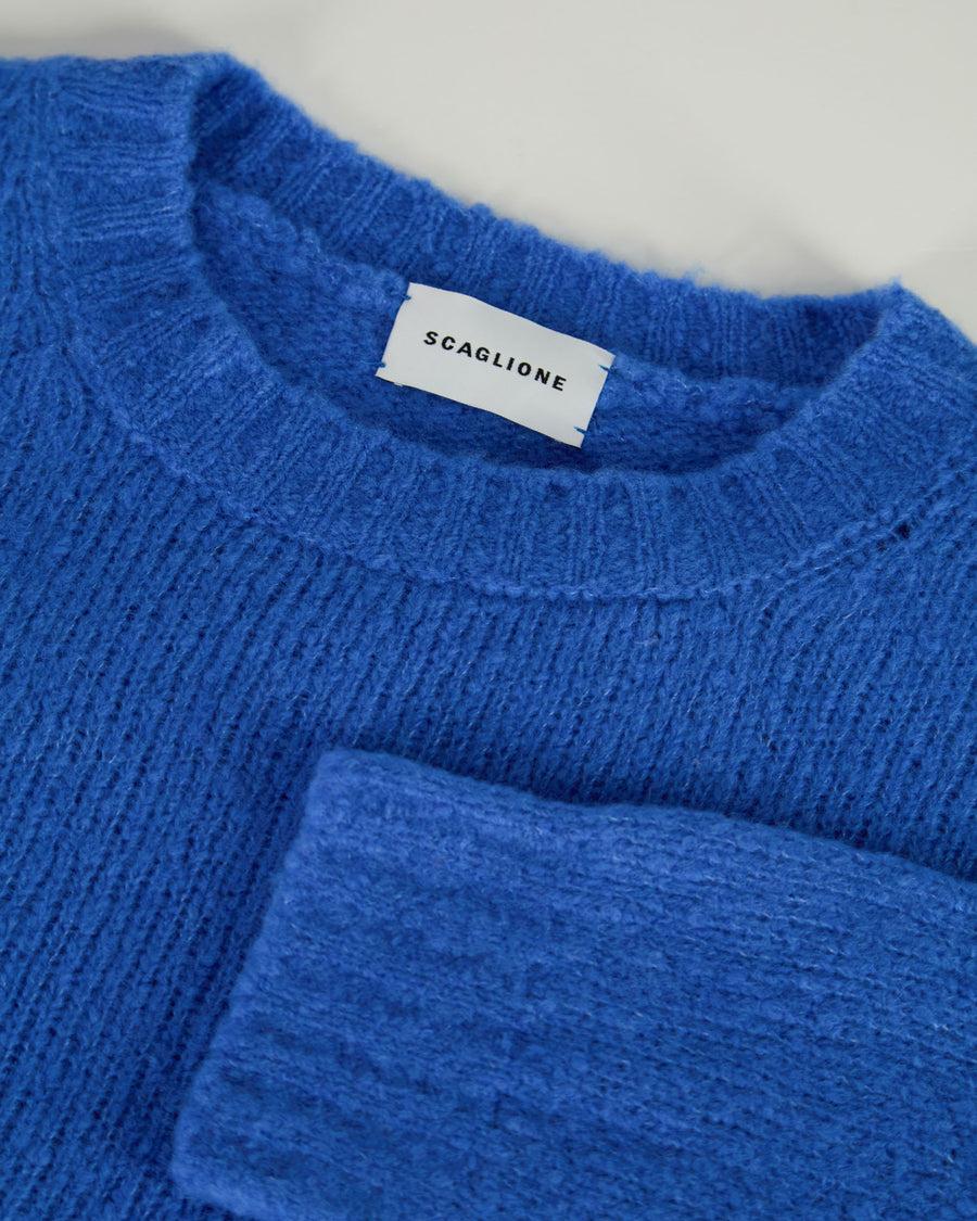 Scaglione ROUND NECK OVER PUFFED CASHMERE CORNFLOWER Consegna Veloce