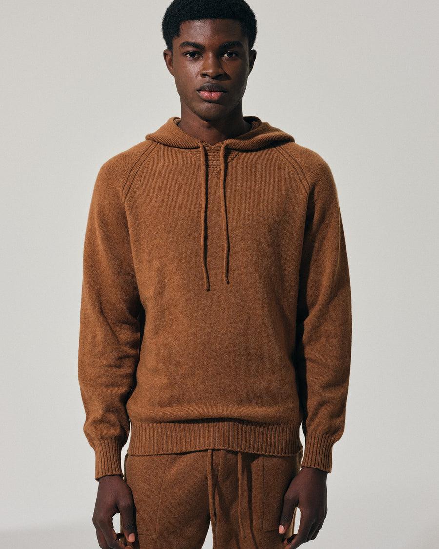 Scaglione HOODY RAGLAN HYBRD CASHMERE RHUM Presa