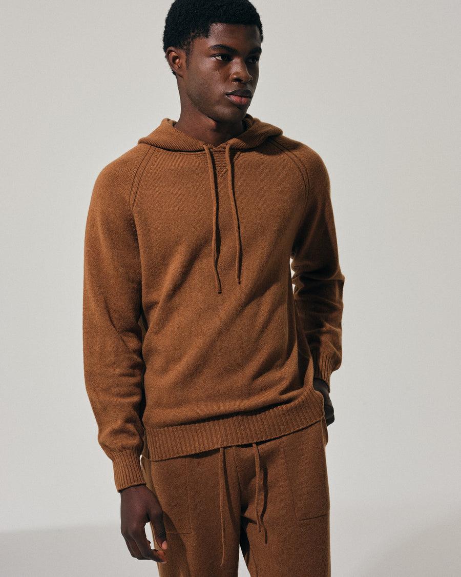 Scaglione HOODY RAGLAN HYBRD CASHMERE RHUM Presa