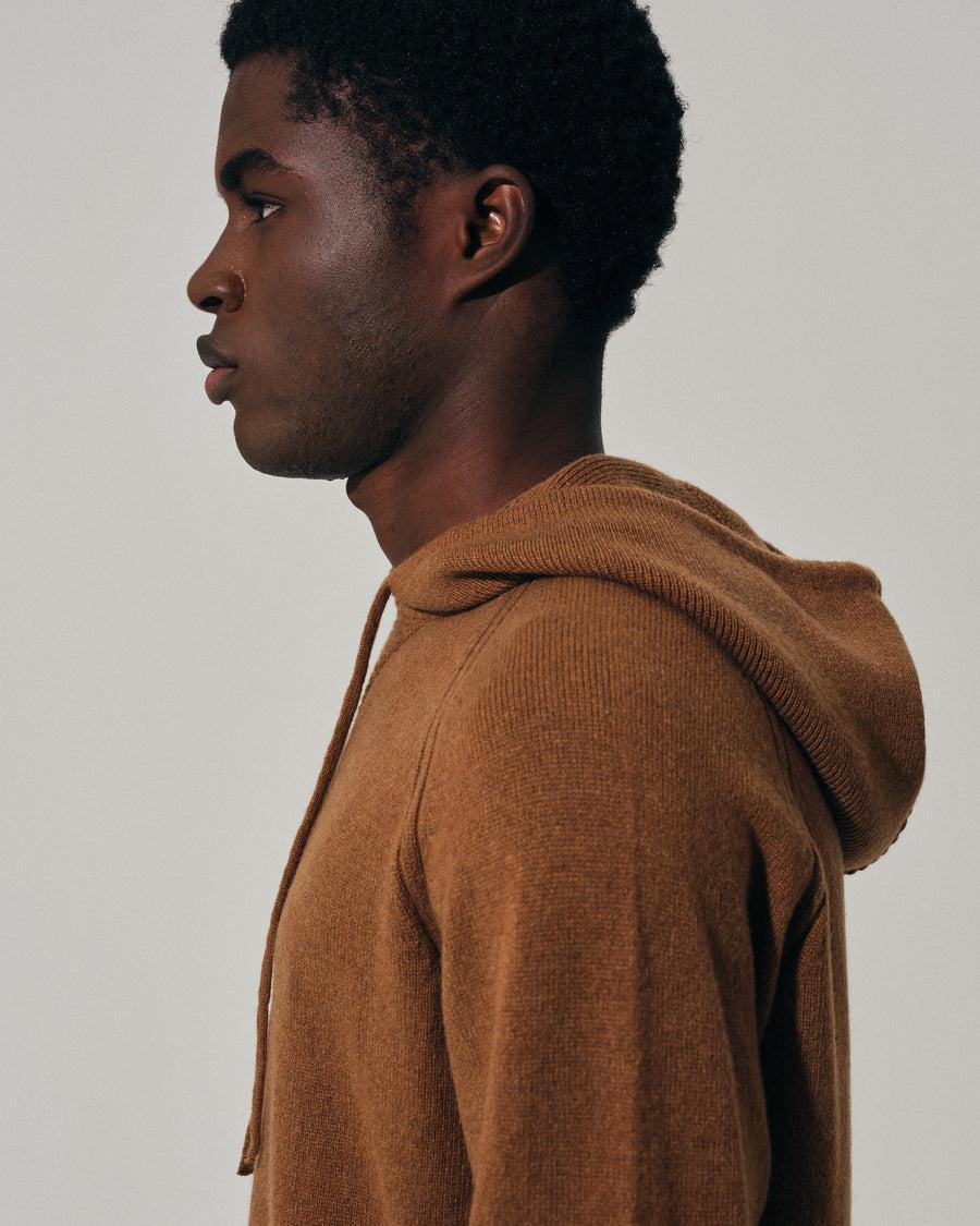 Scaglione HOODY RAGLAN HYBRD CASHMERE RHUM Presa